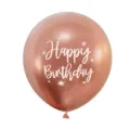Roségold Chrom Metallic Geburtstag Ballon 12 Zoll Party Dekoration Happy Birthday Druck - Metallisches Roségold mit weißem Aufdruck