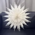 Weißer 3D Papier Schneeflocke Hängeanhänger für Weihnachtsfeier Deko Zuhause - Doppelschicht Schneeflocke-Feder Blütenblätter (HW-G03) / 42 cm