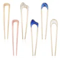 Épingles à cheveux en U minimalistes, élégantes fourches métalliques pour chignons et coiffure. - Texture Artistique (1505-15) / Lot de 6 / Mélange de Marbre