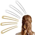 Épingle à cheveux en métal en U fourche vintage élégant chignon accessoires coiffure - Forme en U Classique (1505-11) / Lot de 6 / Bicolore Or et Argent