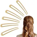 Épingle à cheveux en U dorée, pique à chignon minimaliste en métal pour coiffure de femme. - Épingle en U (1505-9) / Lot de 6 / Or