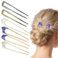 Ensemble de fourches à cheveux en métal en U, élégantes épingles pour chignon femme. - Style de Mode (1505-14) / Lot de 6 / Marbre Multicolore