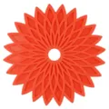 Alfombrilla termica de silicona naranja con diseño de flores para mesa y ollas de cocina. - Rojo