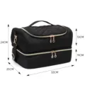 Black double-layer makeup bag portable cosmetic storage case with dimensions 32x25x24cm - 32*25*24cm / Elegant Black