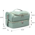 Green double layer cosmetic bag portable makeup organizer travel storage handbag with zipper. - 32*25*24cm / Emerald Green