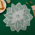 White hollow PVC leaf placemat for dining table decoration, elegant heat insulation mat. - Rose / Placemat / Silver