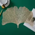 Gold ginkgo leaf hollow PVC placemat, decorative heat insulation table mat for dining room. - Ginkgo / 30x44cm / Gold