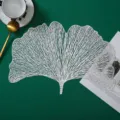 Silver Ginkgo Leaf PVC Placemat Hollow Table Mat Heat Resistant Western Dining Decor Pad - Ginkgo / 30x44cm / Silver