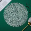 Hollow leaf PVC placemat round metallic dining table insulation pad for dinner party. - Broken Leaf / Placemat / Silver