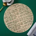 Gold round hollow PVC placemat, stylish metallic table mat for dining room decor. - Gingham / Placemat / Gold