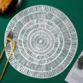Round silver hollow placemat PVC leaf pattern table mat insulation pad dining room decor - Tree Stump / Placemat / Silver