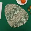 Gold hollow PVC placemat, abstract leaf pattern heat resistant dining table mat for kitchen. - Egg-Shaped Crocodile Grain / Placemat / Gold