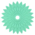 Detalle de posavasos de silicona verde menta, diseño floral hueco para ollas calientes. - Cerceta