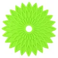 Detalle de salvamanteles de silicona verde con forma de flor, alfombrilla resistente. - Verde