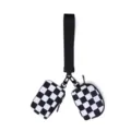 Black and white checkerboard double coin purse with wrist strap portable mini key bag - Black and White Plaid / Black and White Plaid