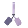 Fashionable two-tone mini key case and coin purse set with lanyard for portable daily storage. - Misty Purple / Light Purple
