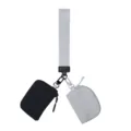Portable waterproof color-block key pouch and mini coin purse set with wrist strap. - Black/Light Gray