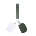 Portable color-matching key pouch and mini coin purse set with wrist strap. Waterproof. - White/Bean Green