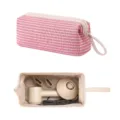 Borsa di stoccaggio portatile per asciugacapelli di grande capacita con design a righe. - Rosa