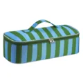 Blue and green striped portable hairdryer storage bag, large capacity hair tool case - Blue Green Striped