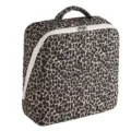 Quilted leopard cosmetic bag large travel organizer portable makeup pouch with zipper. - Leopard Print