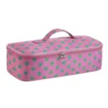 Pink polka dot hair dryer storage bag portable travel multi-functional organizer pouch - Pink with Green Dots