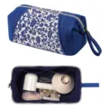 Borsa porta asciugacapelli in tessuto stile cinese, grande capacità viaggio organizer. - Rima Blu e Bianca