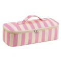 Pink striped handheld hair dryer storage bag large capacity travel organizer for tools - Pink Beige Stripes