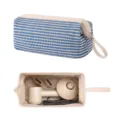 Borsa porta asciugacapelli da viaggio intrecciata con grande capacità e manico. - Blu zaffiro