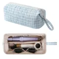 Borsa trapuntata a quadri blu e bianchi per asciugacapelli e strumenti per lo styling. - Farfalla Plaid Blu