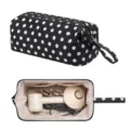 Borsa di conservazione portatile per asciugacapelli a pois bianchi e neri grande capacità. - Pois su sfondo nero