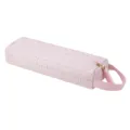 Borsa portaoggetti a quadri rosa, custodia da viaggio compatta con cerniera e maniglia pratica. - Quadretti Rosa Chiaro