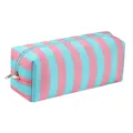 Striped travel storage bag for hair tools, portable large capacity zip organizer pouch - Blue & Pink Stripe