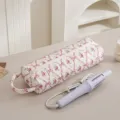Borsa Trapuntata per Strumenti per Capelli con Nastro Floreale, Astuccio Rosa Cilindrico - Fiocco Rosa