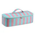 Striped hair tool storage bag, pink and blue stripe blow dryer organizer for travel - Blue & Pink Stripe