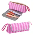 Borsa di stoccaggio termoresistente a righe rosa per gli strumenti di styling portatili. - Righe Rosso Rosa E Rosa