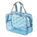 Transparent Blue Polka Dot Waterproof Toiletry Bag Large Capacity Travel Storage Pouch - Sky Blue