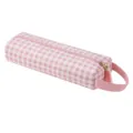 Borsa di stoccaggio da viaggio a quadretti rosa, custodia cilindrica con zip portatile. - Quadri Rosa
