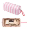 Pink white striped portable storage bag, large capacity travel organizer for hair tools. - Pink And White Striped