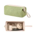 Borsa porta asciugacapelli a righe verdi custodia da viaggio per cosmetici portatile - Verde matcha