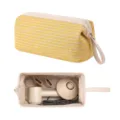 Borsa da viaggio a righe gialle e bianche per asciugacapelli con manico portatile. - giallo limone
