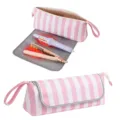 Borsa per parrucchieri termoresistente a righe rosa e bianche con tappetino pieghevole per viaggi. - Strisce bianche e rosa