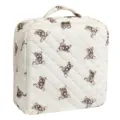 Quilted cosmetic bag with cute bear pattern large capacity travel storage organizer makeup case - Teddy Bear