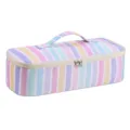 Striped portable hair dryer storage bag, large capacity hair styling tool organizer. - Rainbow Stripes