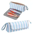 Borsa da viaggio termoresistente a righe blu e bianche per strumenti per lo styling. - A Righe Bianco Blu