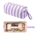 Purple white striped storage bag large capacity portable hair dryer organizer travel case - White and Purple Striped