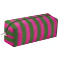 Pink and green striped large storage bag portable travel organizer cosmetic pencil case - Magenta & Green Stripes