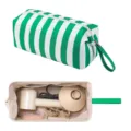 Green and white striped large capacity storage bag portable travel cosmetic bag for hair dryer - White and Green Striped