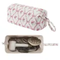 Quilted hairdryer storage bag, large capacity portable travel makeup and hair styling tool organizer. - Pink Butterfly