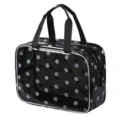 Clear polka dot cosmetic bag, waterproof travel toiletry storage bag with carry handle. - Black